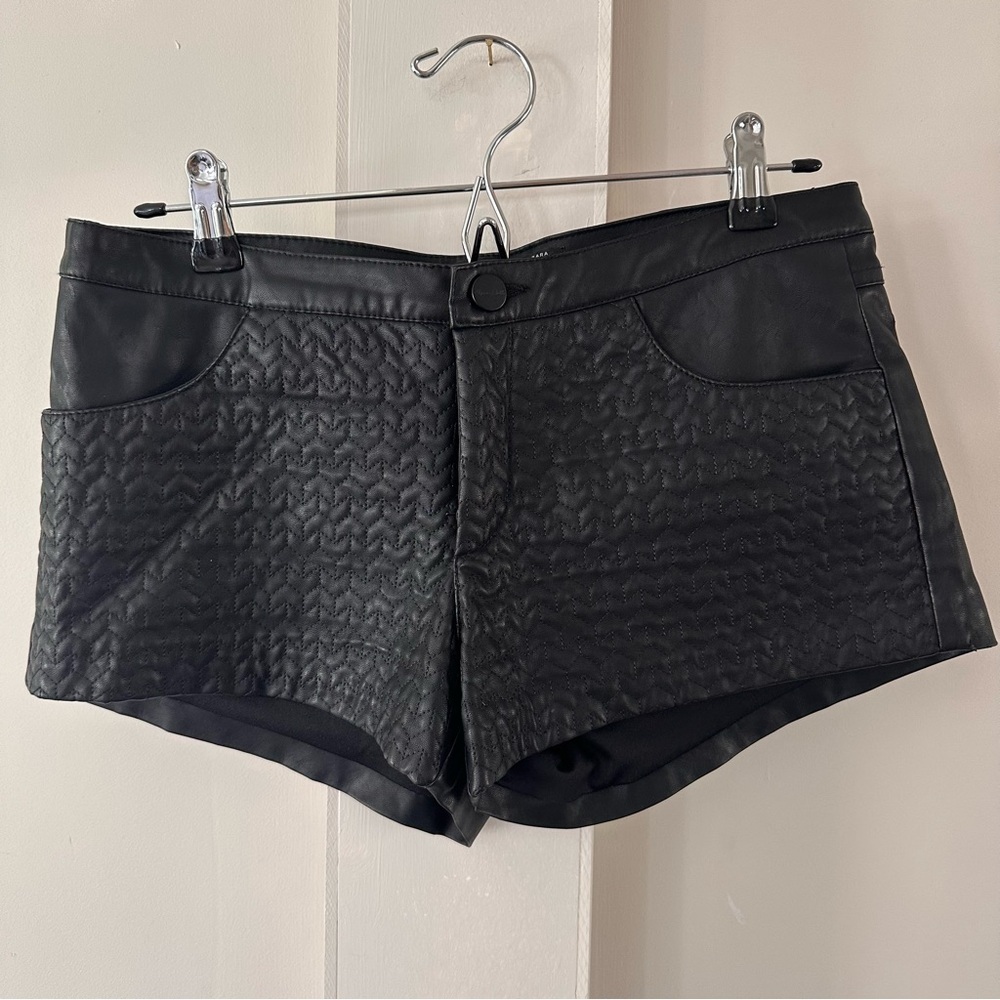 Black Faux Leather Women's Shorts